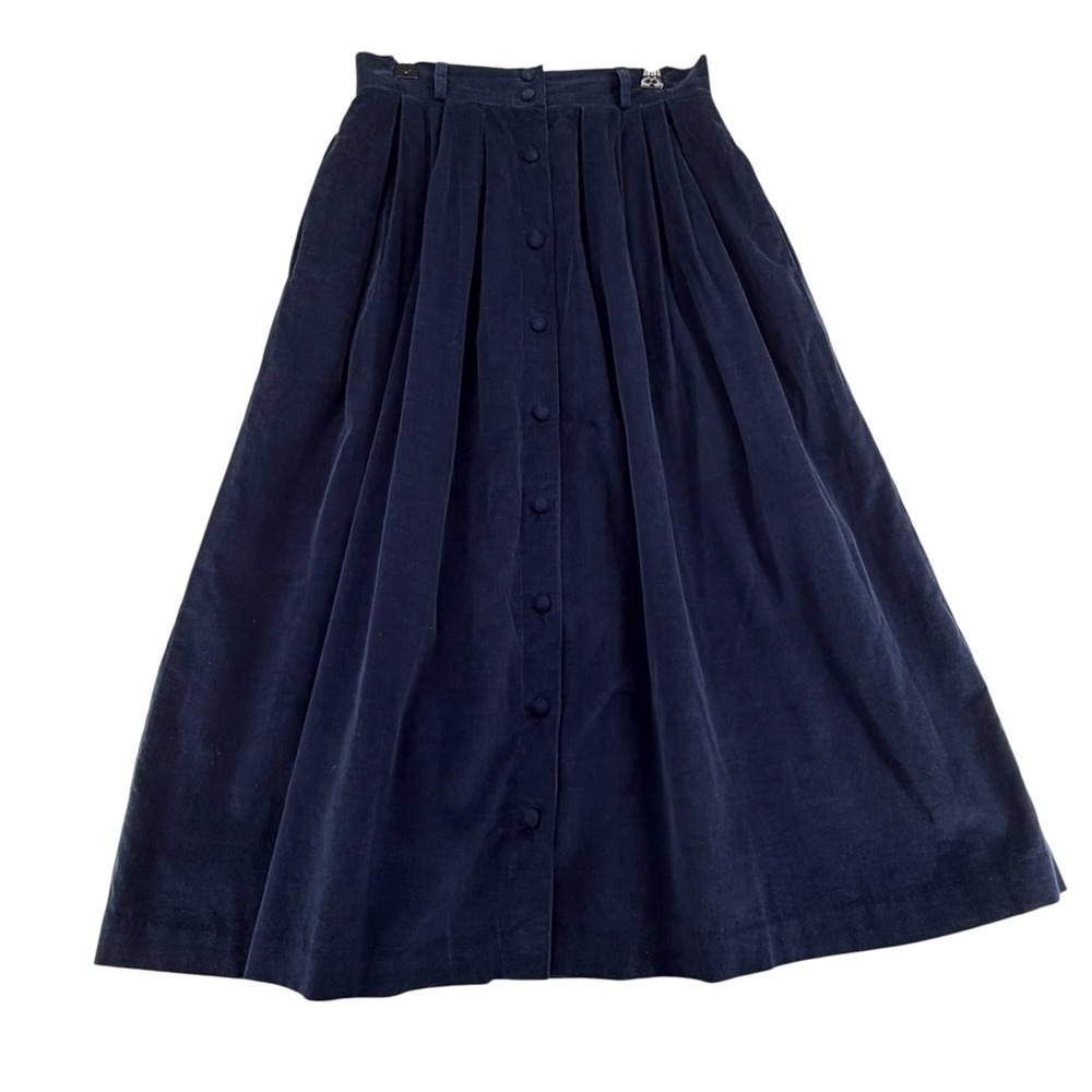 All Week Long Pleated Corduroy Button Front 100% Cotton Midi Skirt Womens 10P